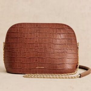 Sezane victor camel croc crossbody bag